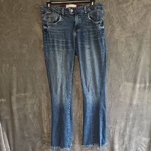 Zara Women's Medium Dark Blue Flared Jeans